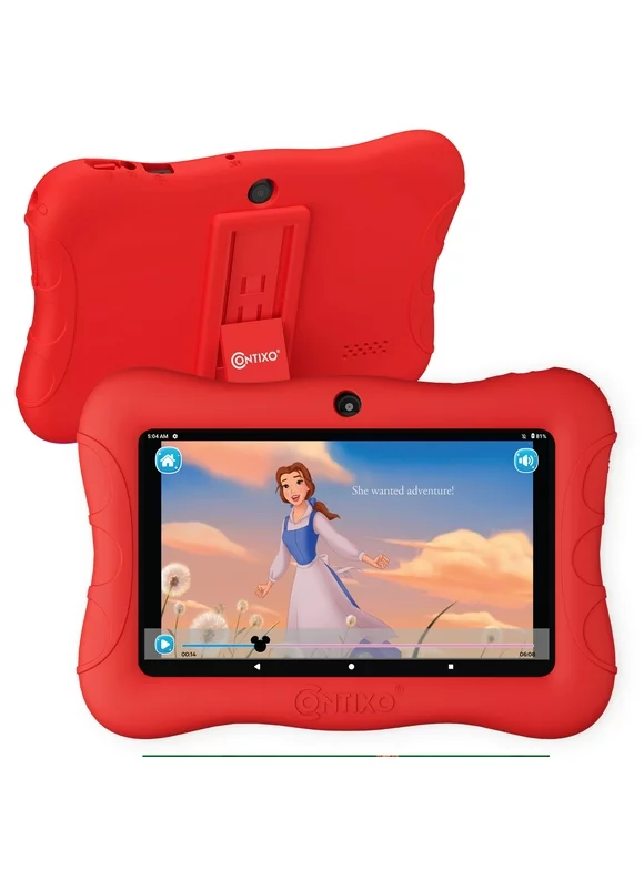 Contixo Kids Tablet with over $150 value of pre-installed Teacher Approved Apps, Android, 7", 32GB Storage, Learning Tablet with Parental Control, Kid-Proof Protective Case, age 3-8, V9-3-32-Red