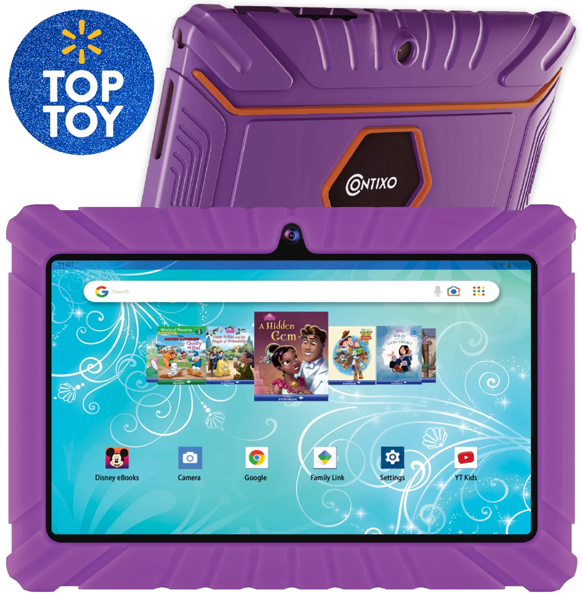 Contixo 7" Kids Tablet 32GB, 50+ Disney Storybooks, Kid-Proof Case (2023 Model) - Purple