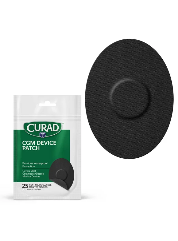 Curad Continuous Glucose Monitor Patches, Black, 25 Ct