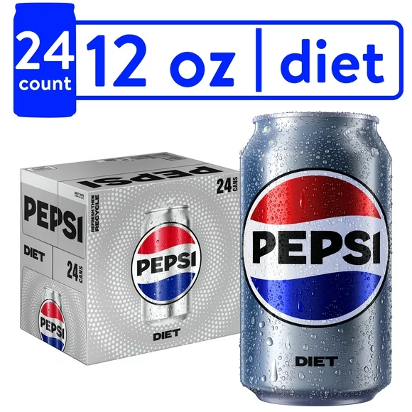 Diet Pepsi Cola Soda Pop, 12 fl oz, 24 Pack Cans
