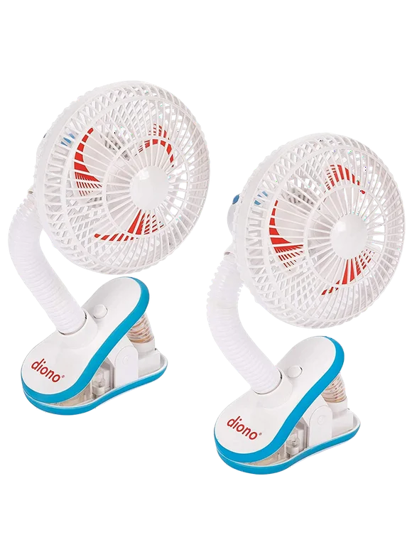 Diono Clip-On Baby Safe Universal Stroller Fan with Flexible Neck for Perfect Angle, Pack of Two, White