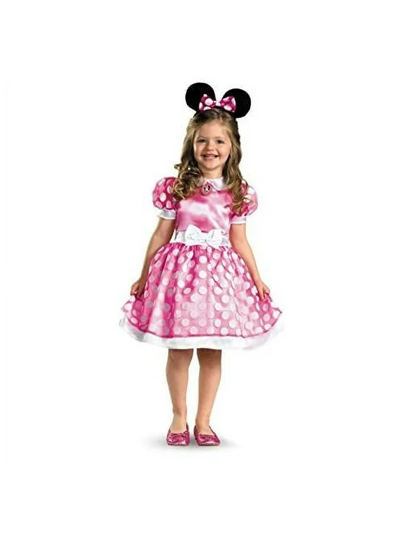 Disney Minnie Mouse Pink Dress Costume for Girls, Official Disney Costume, Toddler Size Small (2T)