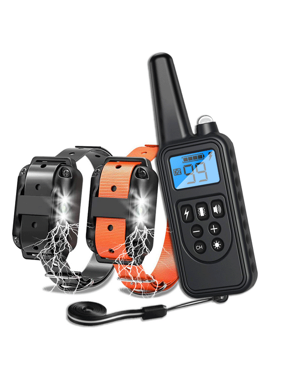 Dog Training Collar, 2 Receiver Rechargeable Dog Shock Collar for 2 Dogs, with 4 Training Modes Light Static Shock Vibration Beep, Waterproof Long Range Remote for Small to Large Dogs