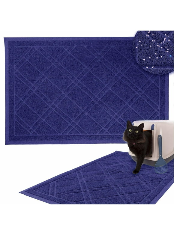 Downtown Pet Supply Cat Litter Mat, Non Slip Litter Box Mat Blue, 35 x 42", Large