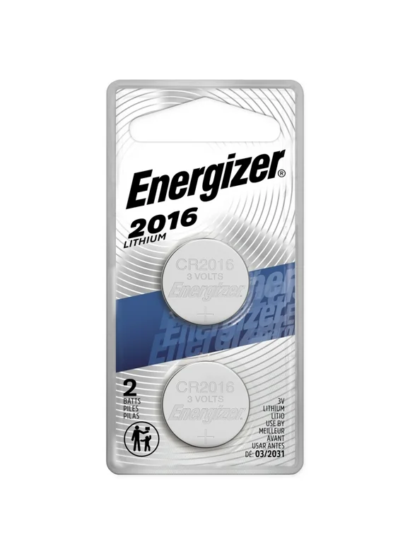 Energizer 2016 Batteries (2 Pack), 3V Lithium Coin Batteries