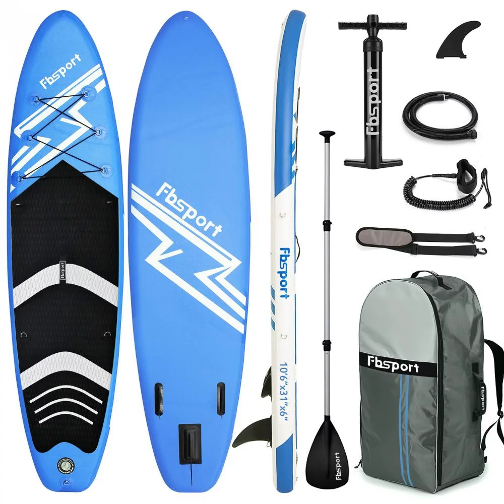 Fbsport 11ft Inflatable Paddle Board SUP, 6'' Thick W/Paddling Fins Pump & Accessories Pack, Blue