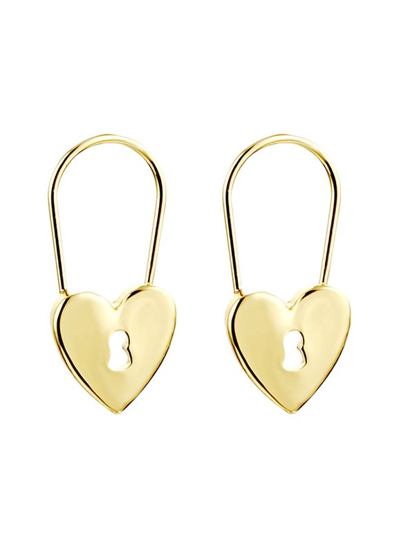 〖Follure〗Men And Women Fashion Compact Mini Love Lock Pin Earrings Gold And Silver