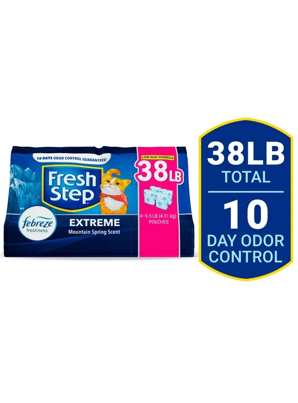 Fresh Step Extreme Mountain Spring Scented Litter with Febreze, Clumping Cat Litter, 38 lb