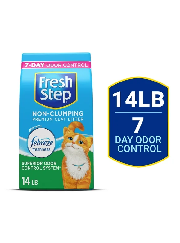 Fresh Step Premium Scented Litter with Febreze, Non-Clumping Cat Litter, 14 lb