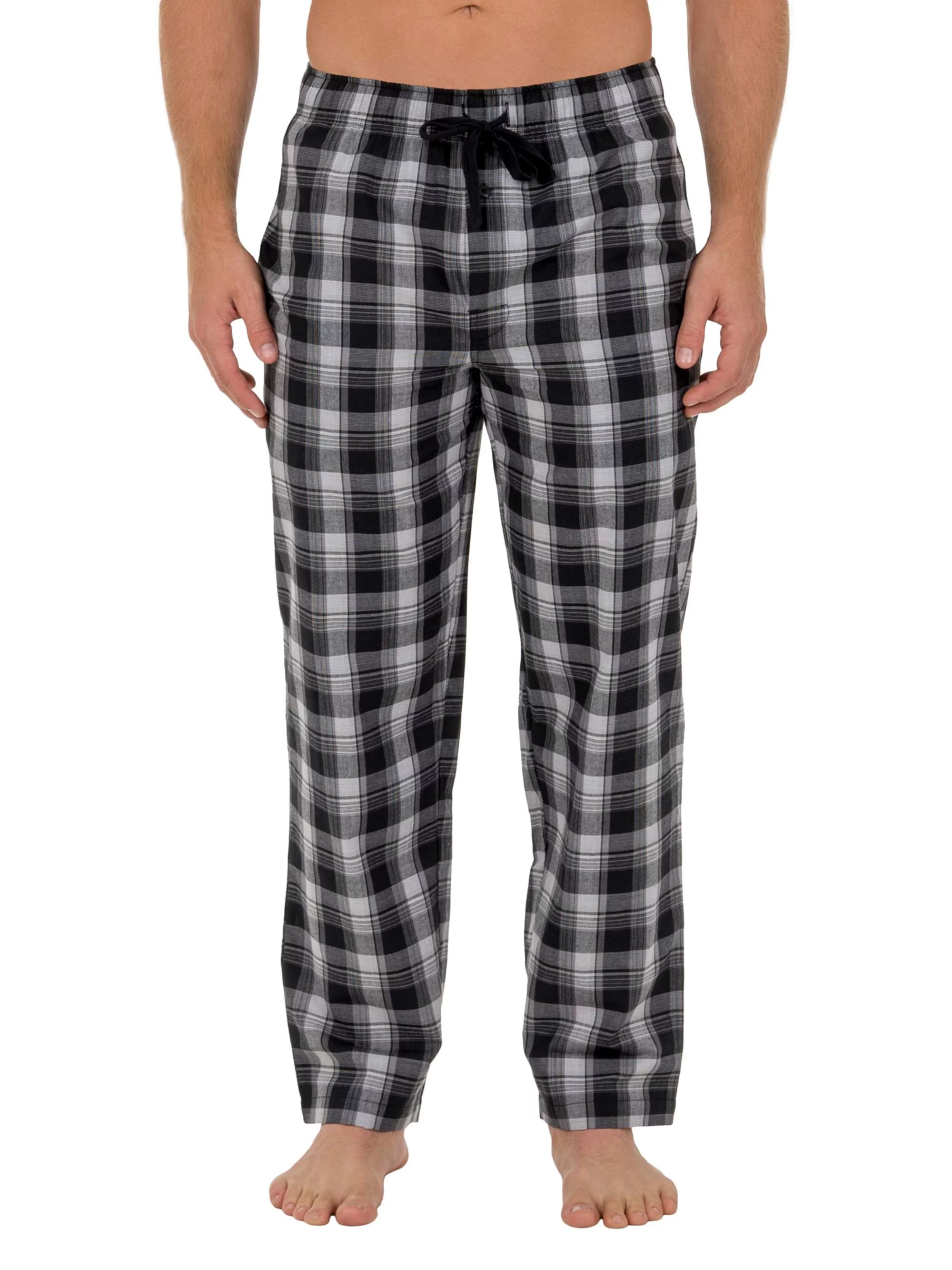 Fruit of the Loom Men's and Big Men's Microsanded Woven Plaid Pajama Pants, Sizes S-6XL