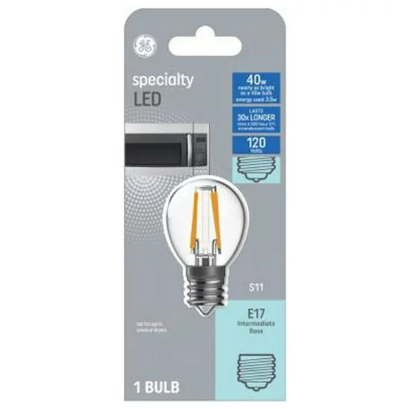 GE 93128996 LED Light Bulb, S11, Warm White, Clear, 360 Lumens, 3.5 Watt - Quantity 1