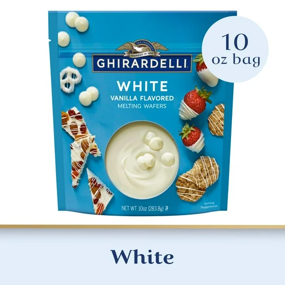 GHIRARDELLI White Vanilla Flavored Melting Wafers, 10 oz Bag