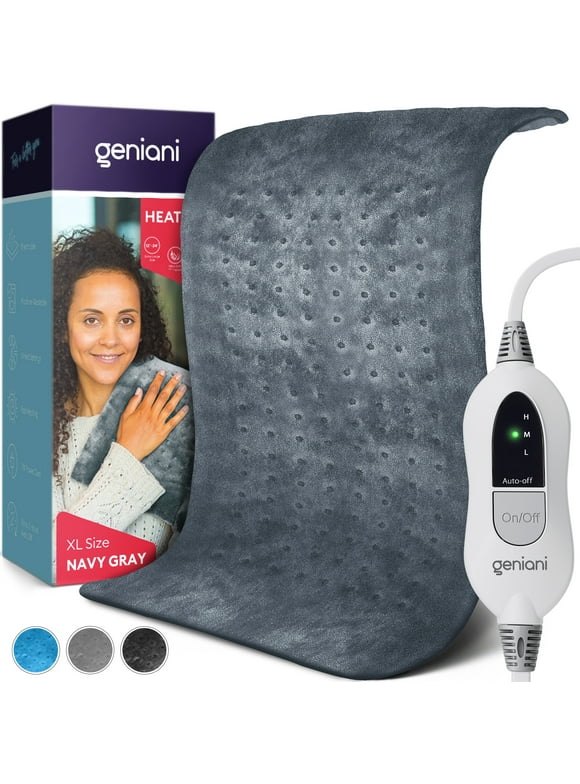 Geniani XL 𝐅𝐒𝐀/𝐇𝐒𝐀 Heating Pad for Back Pain & Cramps Relief - Heat Pad for Neck, Shoulders, and Muscle Pain with Auto Shut off (12"×24", Navy Gray)