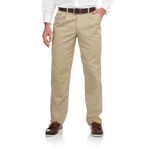 George Men's and Big Men's Wrinkle Resistant Pleated Twill Pants