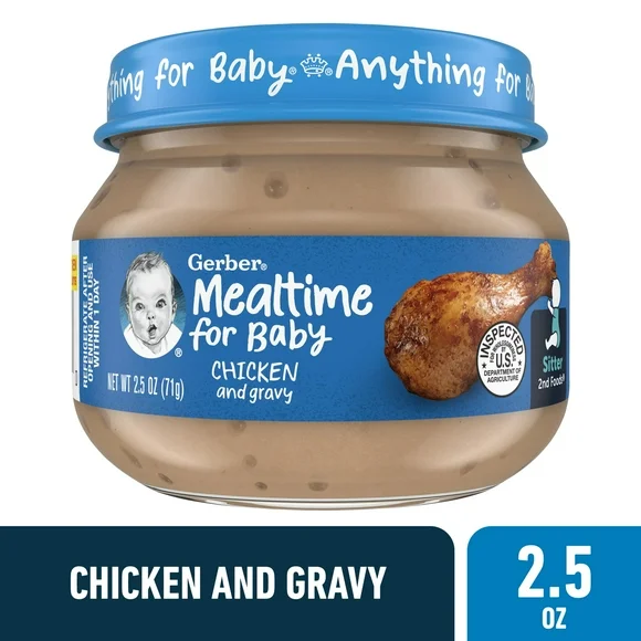 Gerber 2nd Foods Mealtime for Baby Baby Food, Chicken &amp; Gravy, 2.5 oz Jar