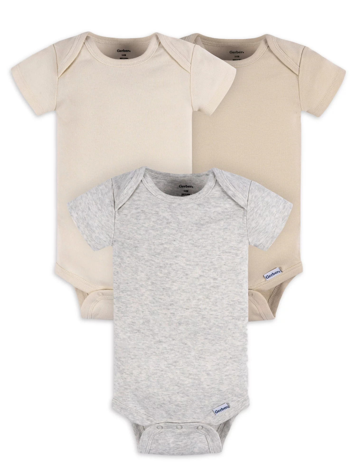 Gerber Baby Boy or Girl Unisex Casual Short Sleeve Bodysuits, 3-Pack, Sizes Preemie - 24 Months