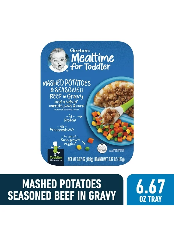Gerber Mashed Potatoes &amp; Seasoned Beef in Gravy with Carrots, Peas and Corn, 6.67 oz Ounce