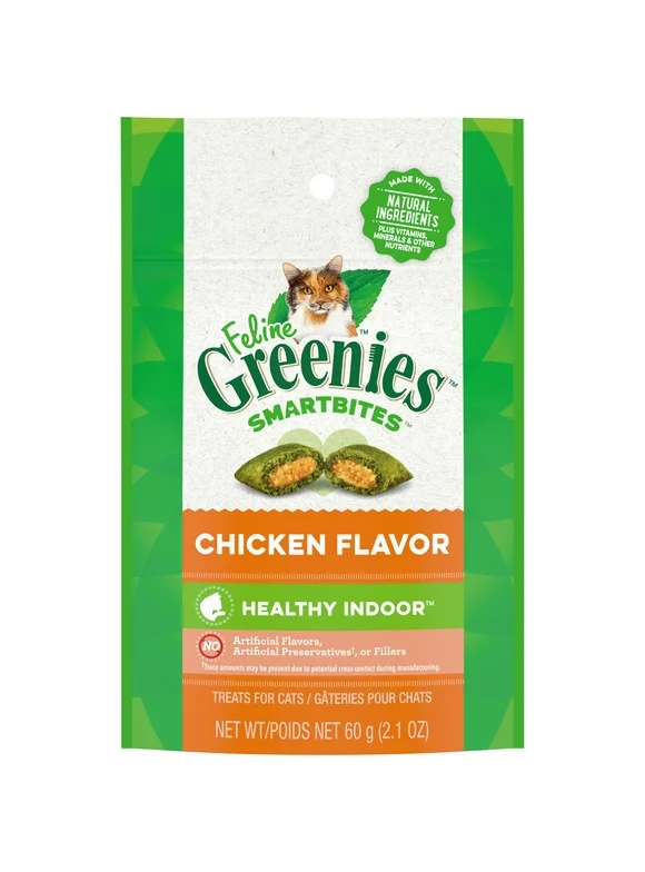 Greenies Smartbites Chicken Flavor Crunchy Soft Treat For Cat, 2.1 Oz