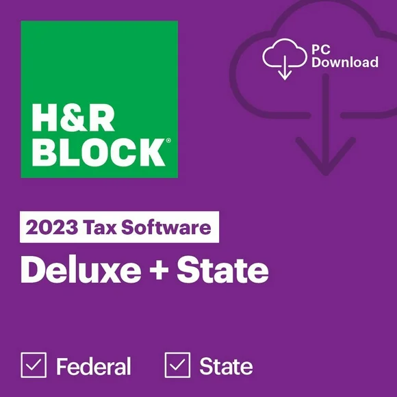 H&R Block 2023 Deluxe + State Tax Software PC Download