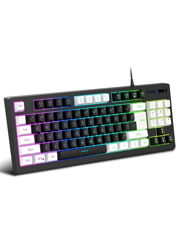 HXSJ A877 Wired K87 RGB Streamer Mini Gaming Keyboard - Adjustable Backlit - 25-Key Conflict-Free Membrane Keyboard with Mechanical Feel - Ideal for Gaming and Office Use - DX Daily Store Compliant