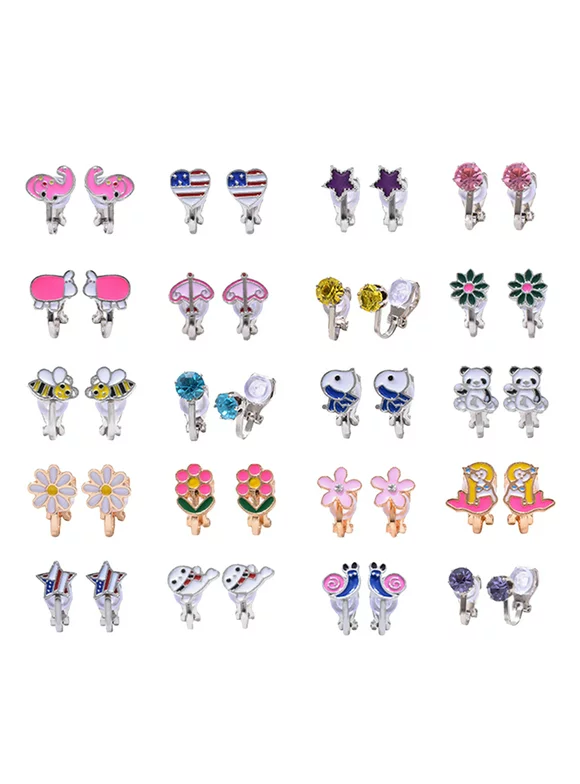Hemoton Earrings Ear Girls Clip Clips Jewelry Earring Flower Play Little Cuff Magnetic Up Dress Pretend Kids Decorative Fake
