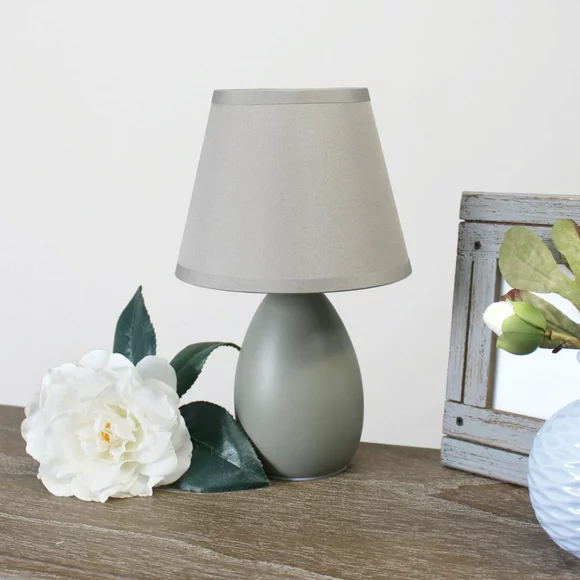 Home Decorative Mini Egg Oval Ceramic Table Lamp, Gray