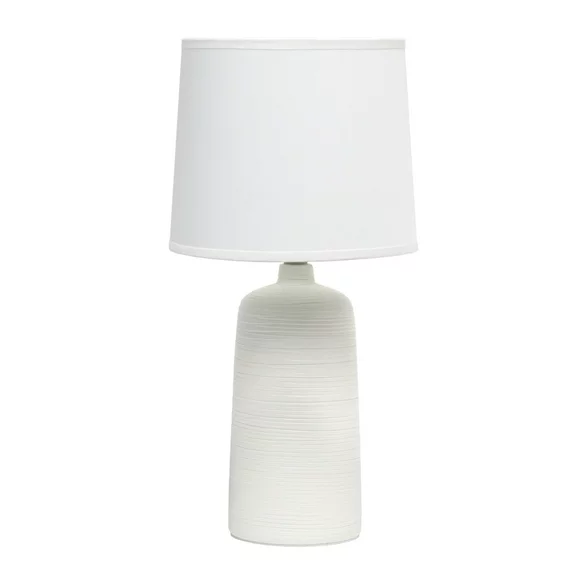 Home Decorative Textured Linear Ceramic Table Lamp -  Off White