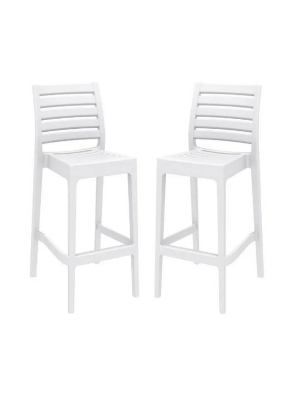 Home Square 29.5" Outdoor Bar Stool in White - Set of 2