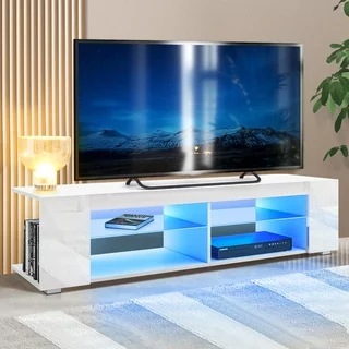 Hommpa TV Stand for 65 inch TV Modern Entertainment Center Media Console Storage Cabinets with Remote LED Lights 57.00 x 15.70 x 13.70 inches
