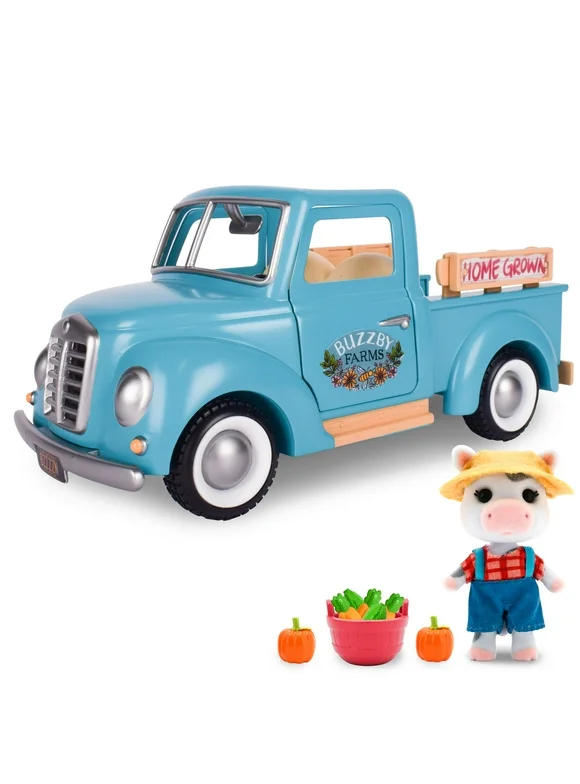 Honey Bee Acres Buzzby Farm Truck Vehicle with Miniature Doll Figure, 10 pieces, Children Ages 3+