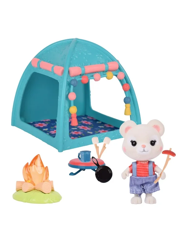 Honey Bee Acres Smores & More Camping Trip, Complete Set with Miniature Doll Figure, 10 Pieces, Children Ages 3+