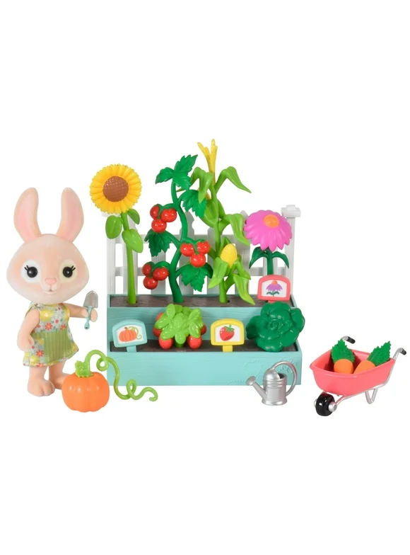 Honey Bee Acres Time to Garden, Complete set with Miniature Doll Figure, 16 Pieces, Children Ages 3+