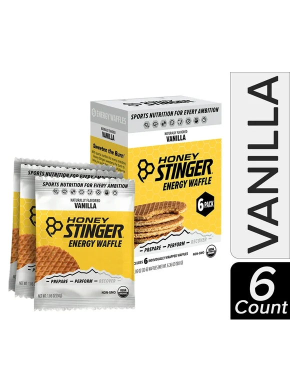 Honey Stinger, Individual Healthy Organic Snack Waffle, Vanilla, 6 Ct