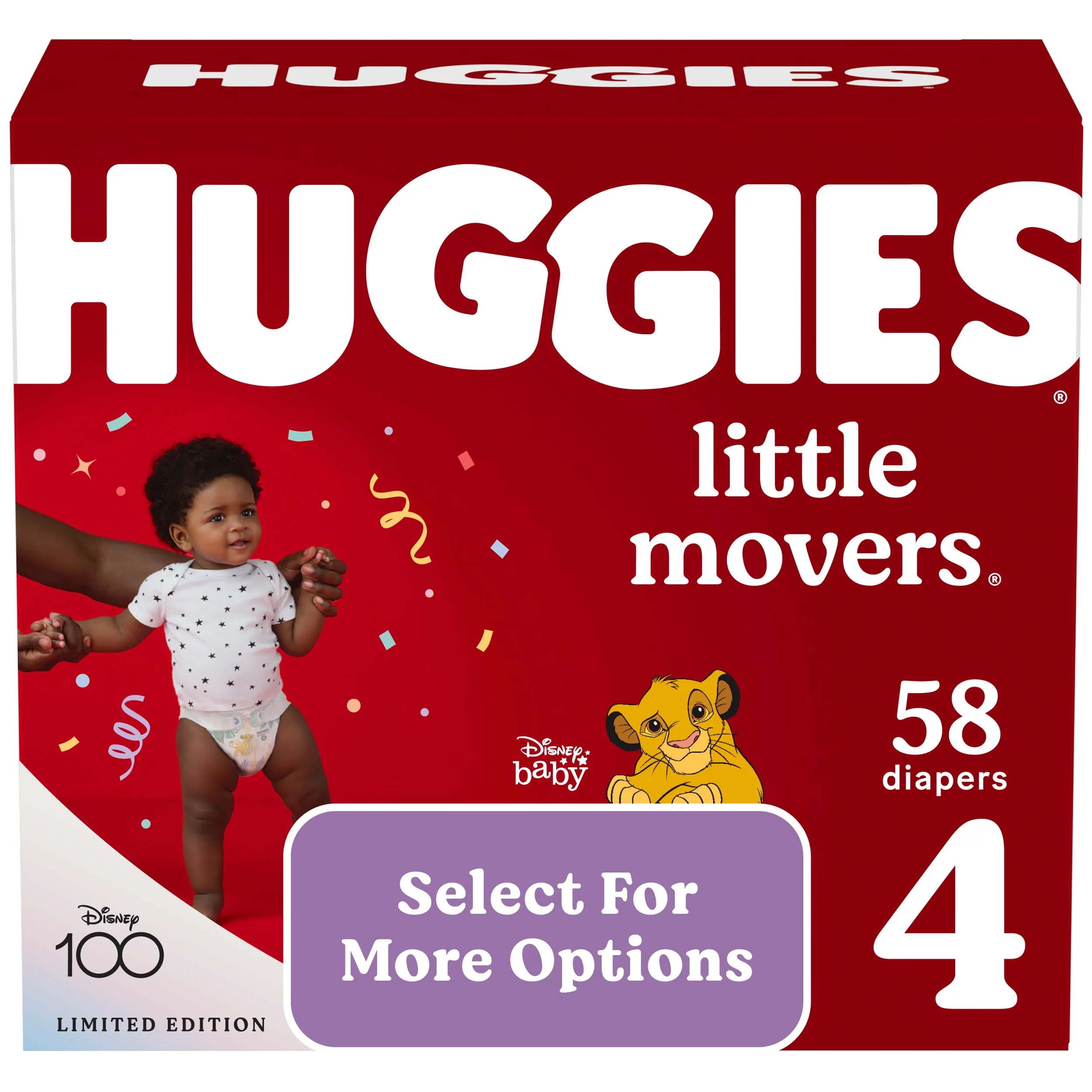 Huggies Little Movers Baby Diapers, Size 4, 58 Ct (Select for More Options)