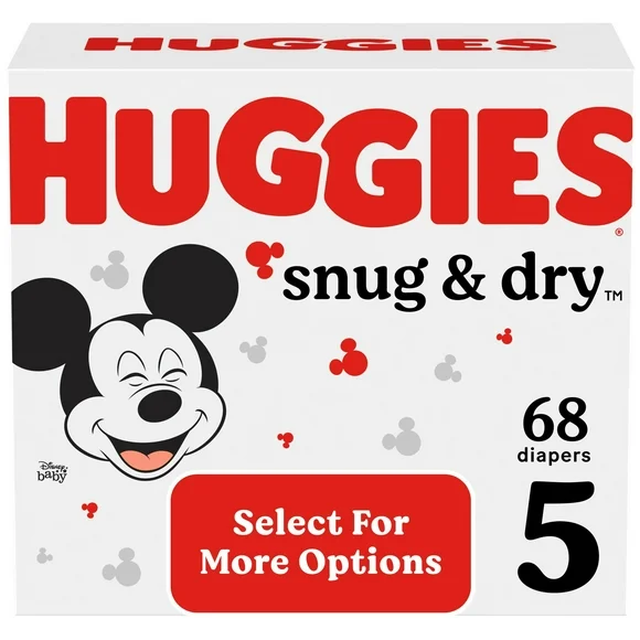 Huggies Snug & Dry Baby Diapers, Size 5 (27+ lbs), 68 Ct (Select for More Options)