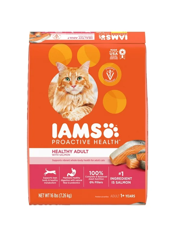 IAMS Proactive Health Salmon Dry Cat Food, 16 lb Bag