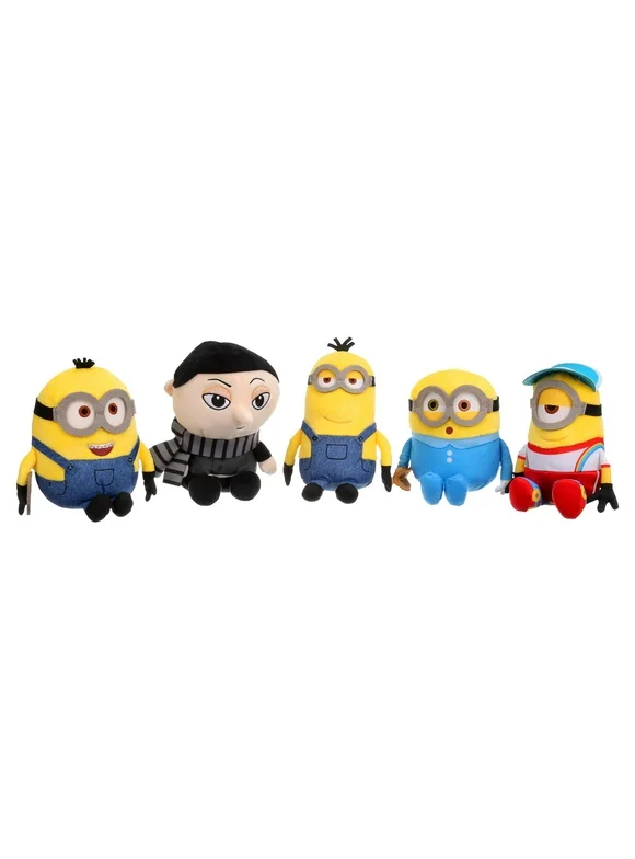 Illumination's Minions and Gru Small Plush 5-piece Collector Set,  Kids Toys for Ages 3 Up, Gifts and Presents