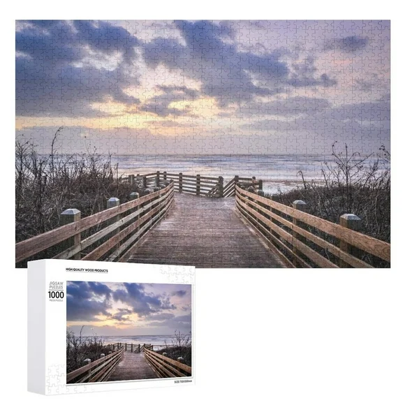 Jigsaw Puzzles 1000 Pieces Beach Boardwalk At Sunrise Port Aransas Texas Wooden Puzzle Toys Games For Adults Children Kids Teenagers Gift