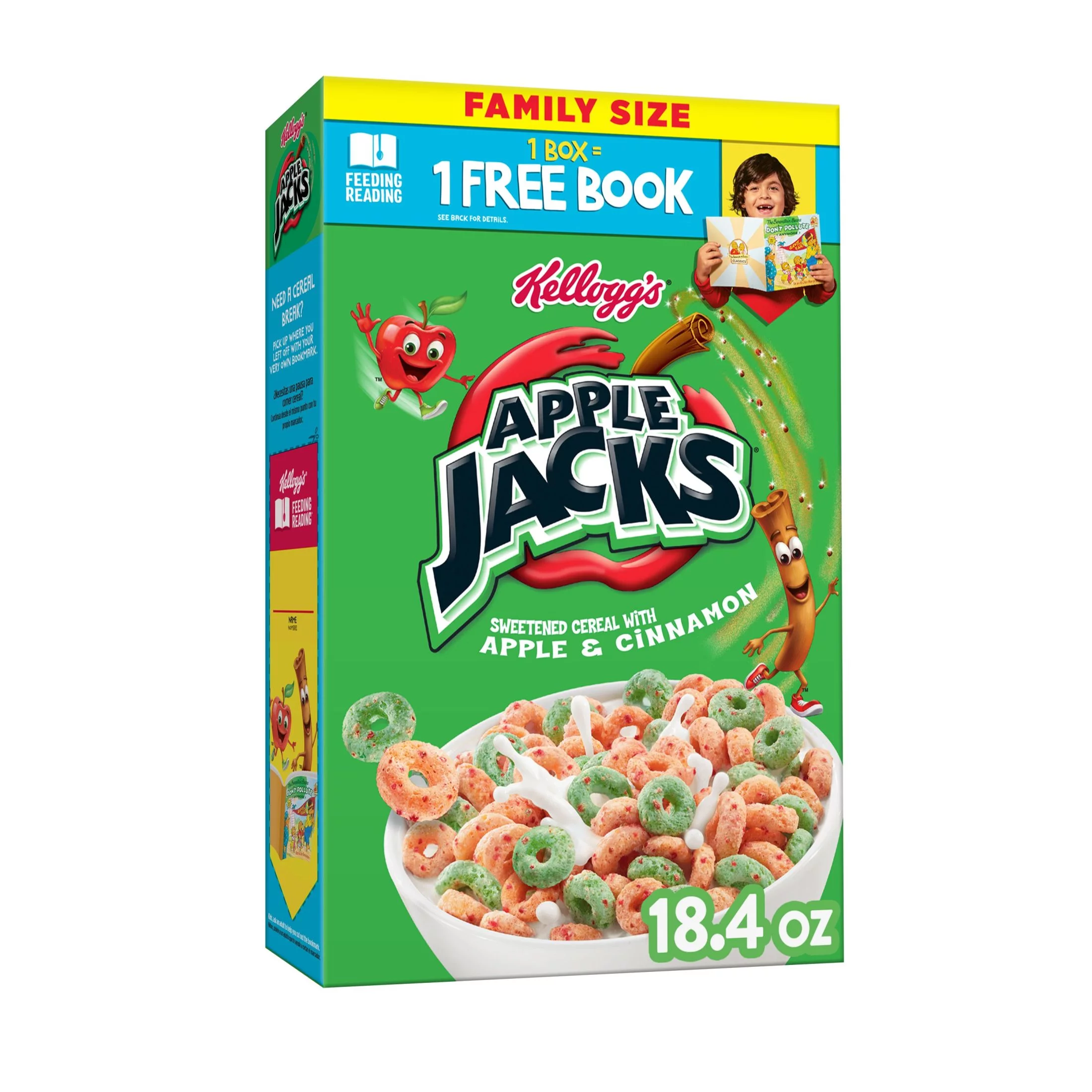 Kellogg's Apple Jacks Original Breakfast Cereal, Family Size, 18.4 oz Box