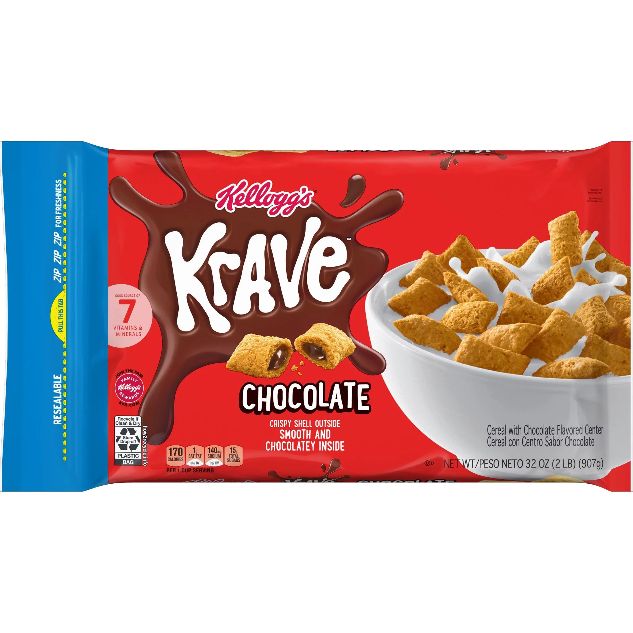 Kellogg's Krave Chocolate Breakfast Cereal, 32 oz Bag