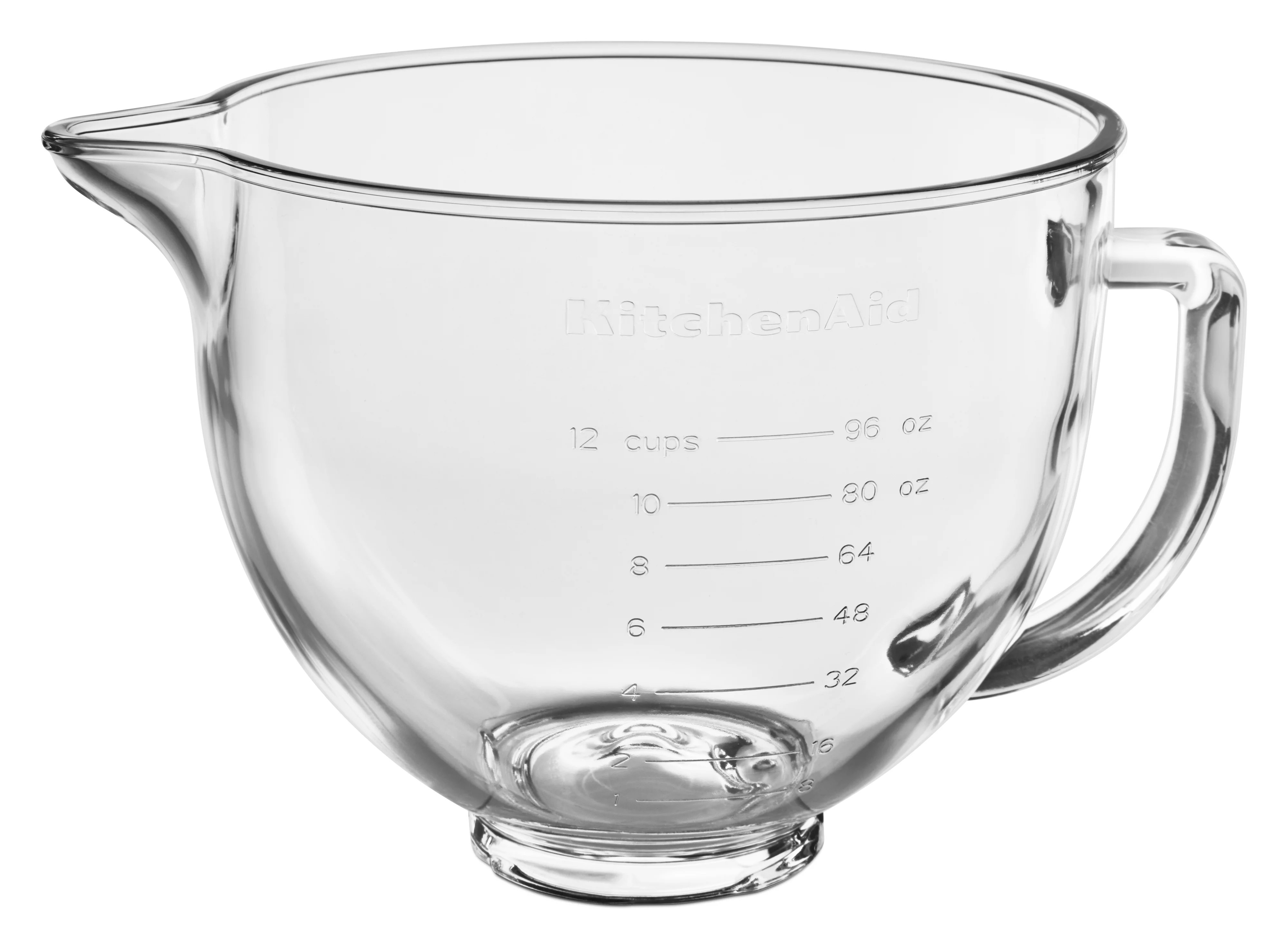 KitchenAid 5 Quart Tilt-Head Glass Bowl with Measurement Markings, Clear, KSM5NLGB