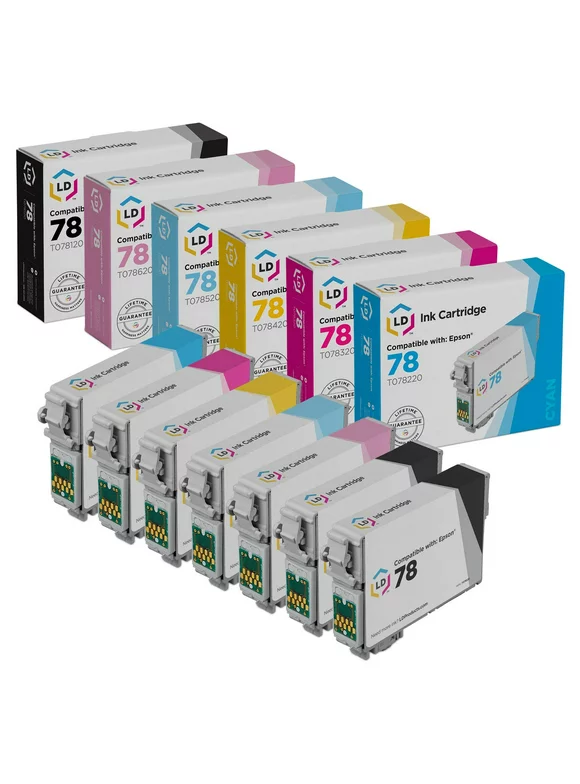 LD Remanufactured Ink Cartridge Replacement for Epson 78 (2 Black, 1 Cyan, 1 Magenta, 1 Yellow, 1 Light Cyan, 1 Light Magenta, 7-Pack)