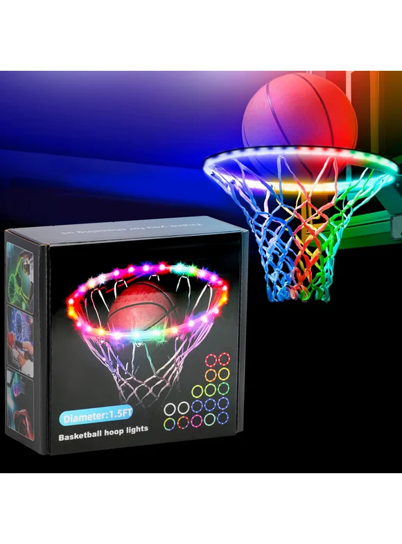 LED Basketball Hoop Lights, SEGMART Remote Control Basketball Rim LED Light, 16 Color Change by Yourself, Waterproof, Super Bright to Play at Night Outdoors, Good Gift for Kids