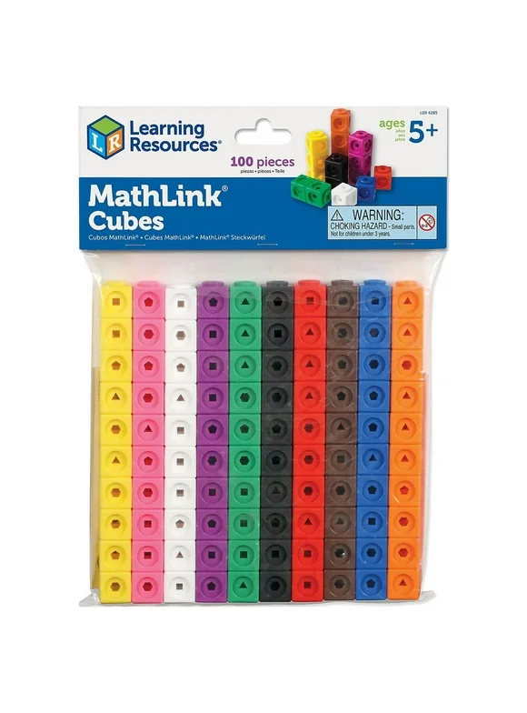 Learning Resources MathLink Cubes - 100 Pieces, Educational Math Cubes Manipulatives, Easter Basket Stuffer, Ages 5+
