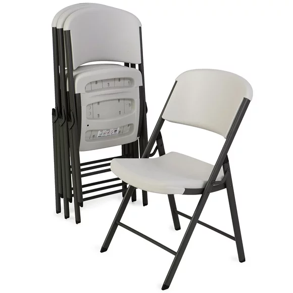 Lifetime Folding Chair, Indoor/Outdoor Commercial, Adult Sized, Almond, 4 Pack (42803)
