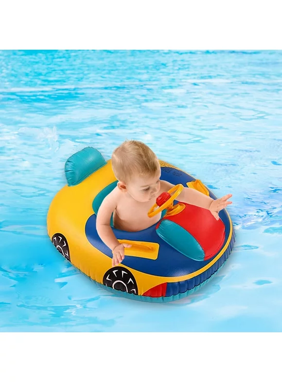 Lixada Baby Swimming Pool with Handles Safety Seat Inflatable Child Swimming Float Seat Car, Blue