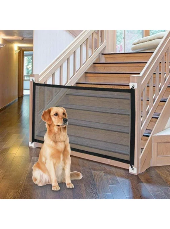 Magic Large Gate for Dog with Zipper Design, Mesh Dog Gate for Doorways, Easy to Install Pet Gate, Folding Safety Dog Fence, Keep Pets Away from Bathroom