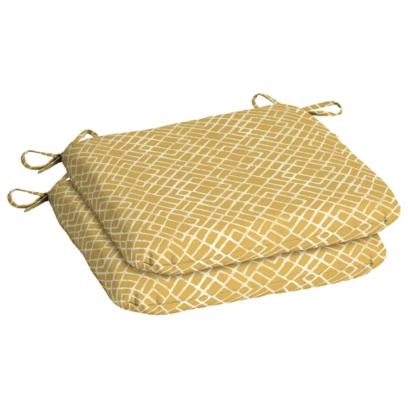 Mainstays 15.5" x 17" Yellow Geo Rectangle Outdoor Seat Pad (2 Pack)