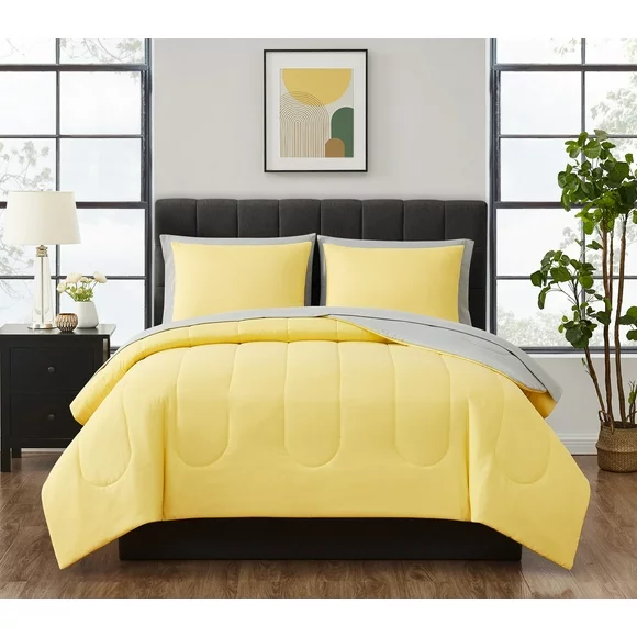 Mainstays 7-Piece Yellow Solid Bed in a Bag, Full