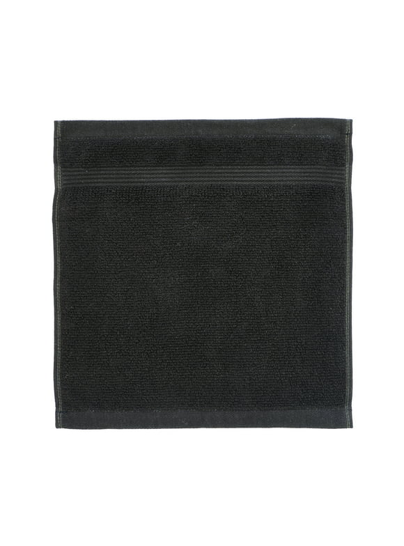 Mainstays Performance Solid Washcloth, 12" x 12", Black